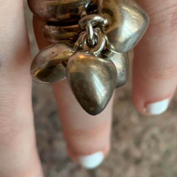 Mexico 925 silver 4 dangling hearts ring size 5 / 5.25 - Picture 3 of 9
